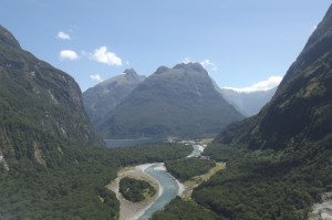 Approach to Milford Sound via plane