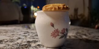Tipsy Tea Tale cocktail served in a delicate floral china teacup at Sura in Jaipur