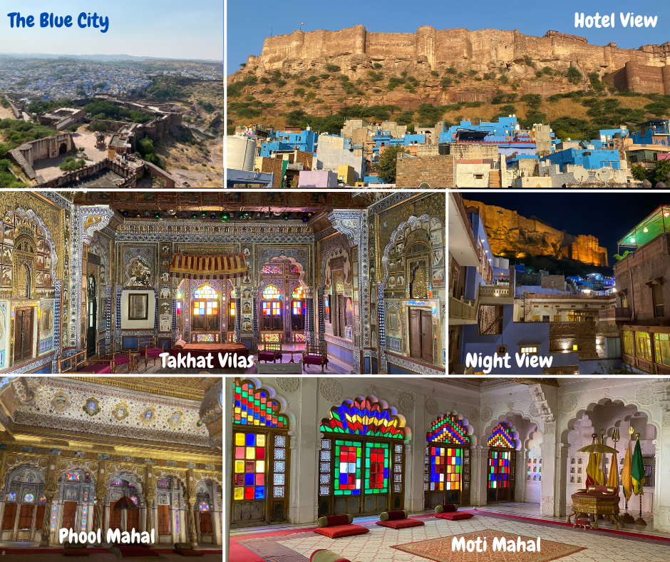 Postcard depicting Day 4 of the West Rajasthan cultural tour, featuring Jodhpur’s blue cityscape and Mehrangarh Fort